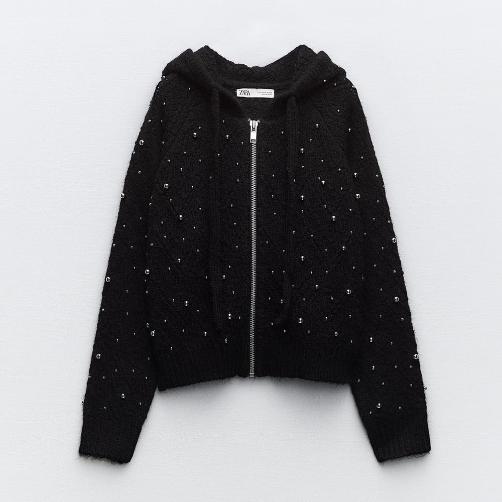Zara Shiny Rhinestone Knit Jacket